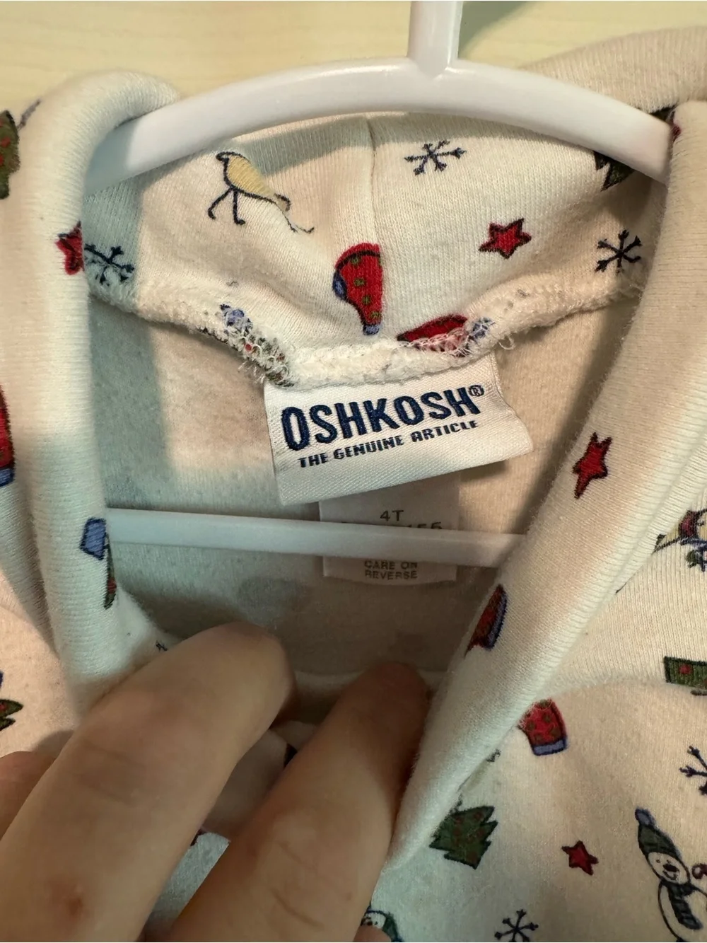 OshKosh B'gosh Cream Fleece Turtleneck with Holiday Tree Print